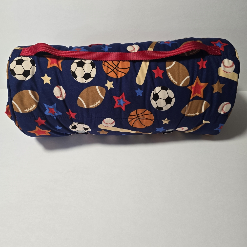 Kids Sports-Themed Preschool Nap Mat - Blue and Red - Picture 5 of 6